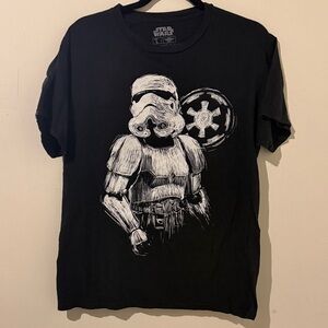 Star Wars Black Tee with Stormtrooper Design Size Large